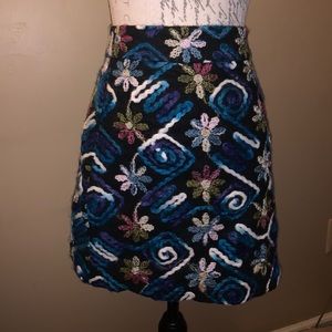 Zara Embroidered Wool Skirt